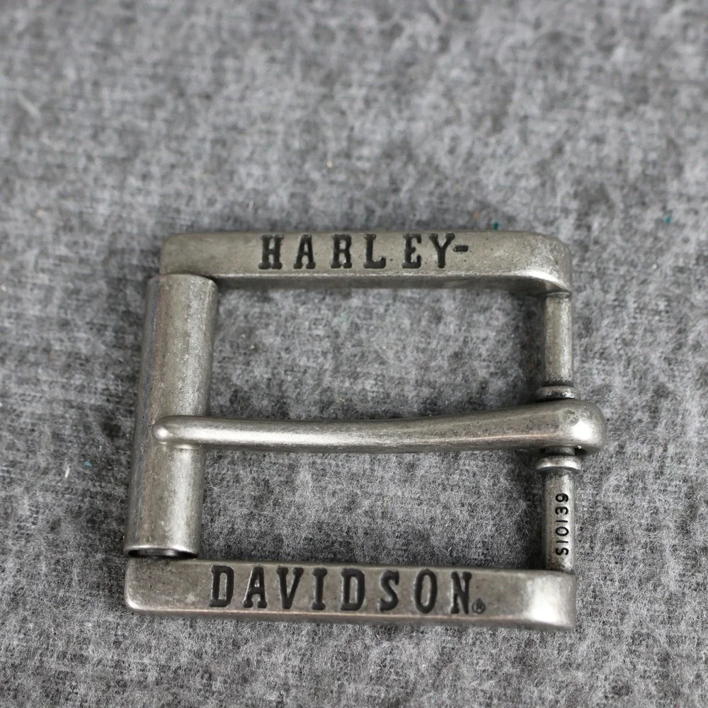 VTG Harley-Davidson Belt Buckle Mens Silver Rectangular Logo Metal Single Tongue